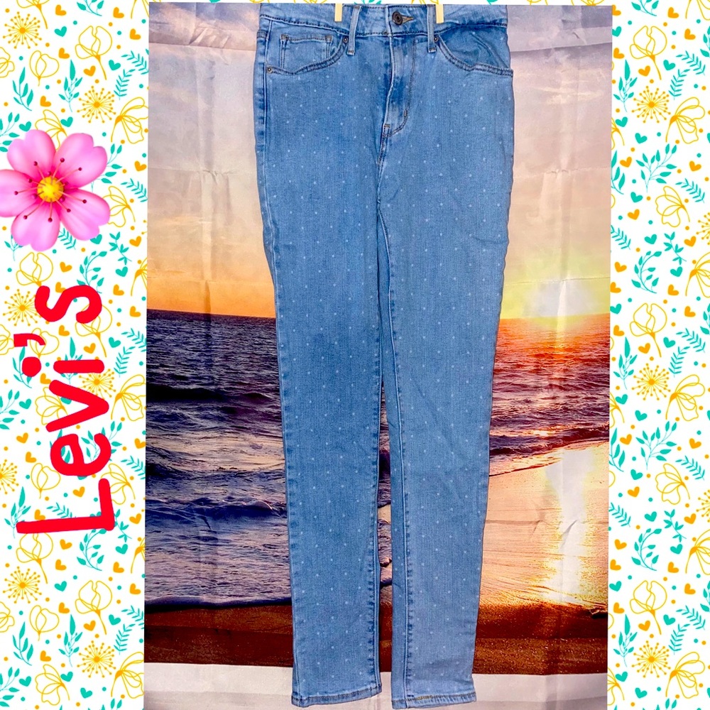 Levi’s 721 High Rise Skinny Jeans With White Polka Dots